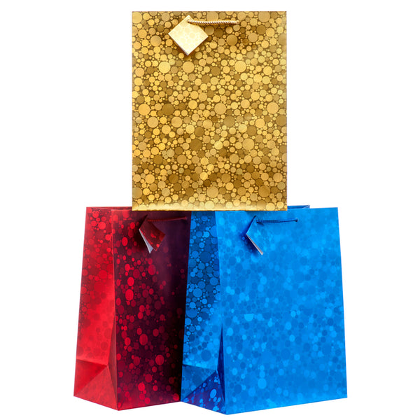 HOLOGRAM G. BAGS X 3 ASSORTED COLORS: LARGE(12 Count)