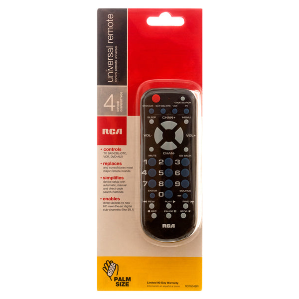 RCA UNIVERSAL REMOTE CONTROL 4IN1 #RCR504BR(1 Count)