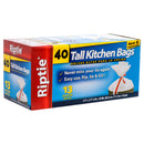 TRASH BAG 13GAL 40CT WHITE "RIPTIE"