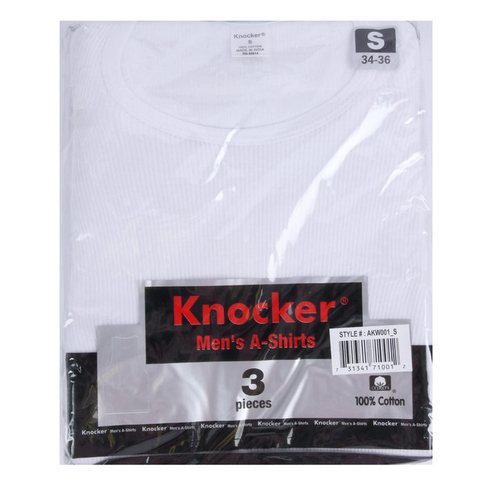 KNOCKER A-SHIRT SMALL WHITE 3PC(4 Count)