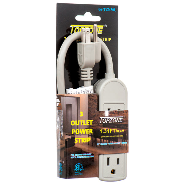 OUTLET 3-POWER STRIP W/1.5 FEET CORD ETL #06-TZN30U(1 Count)