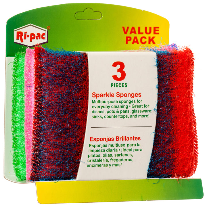 SPARKLE SPONGE 3PC ASST CLRS #11733(1 Count)