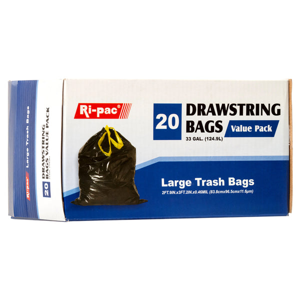TRASH BAGS 33GL/20CT LARGE BLACK  "RI-PAC" #56633(1 Count)