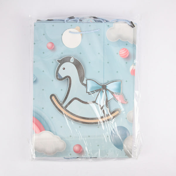 GIFT BAG BABY SHOWER BOY THEME 3D #GB-246-XL(12 Count)
