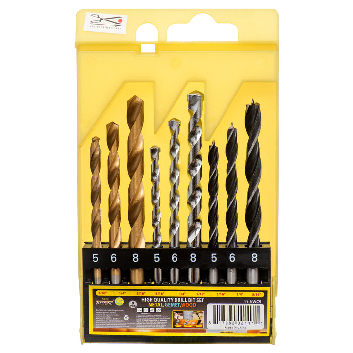 TOPZONE 9PCS DRILL SET