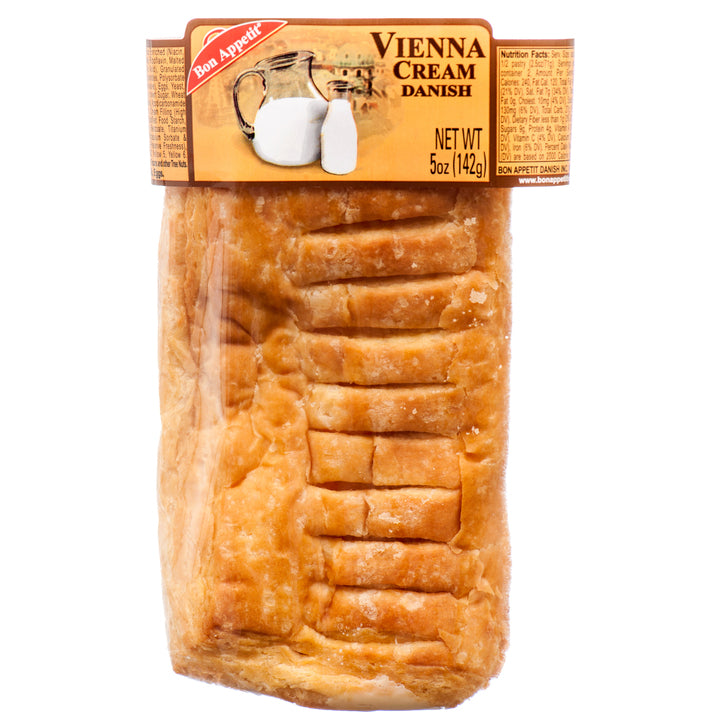 Bon Appetit Vienna Cr√®me Danish 5oz individually wrapped bakery pastry with sweet cream filling