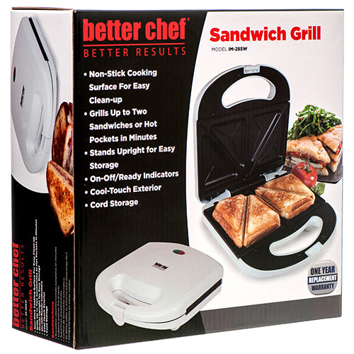 BETTER CHEF DOUBLE SANDWICH MAKER WHITE #IM-285W(1 Count)
