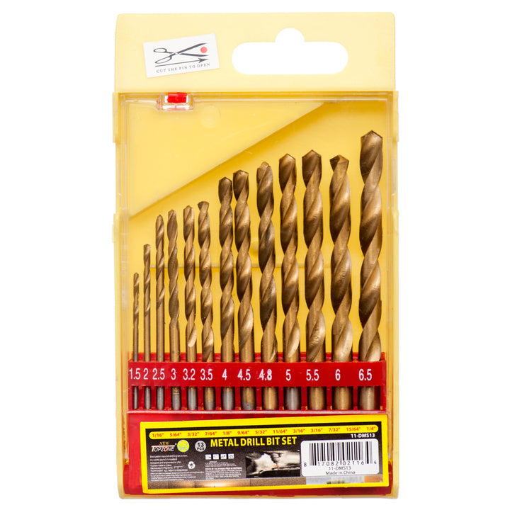 TOPZONE 13PC METAL DRILL SET