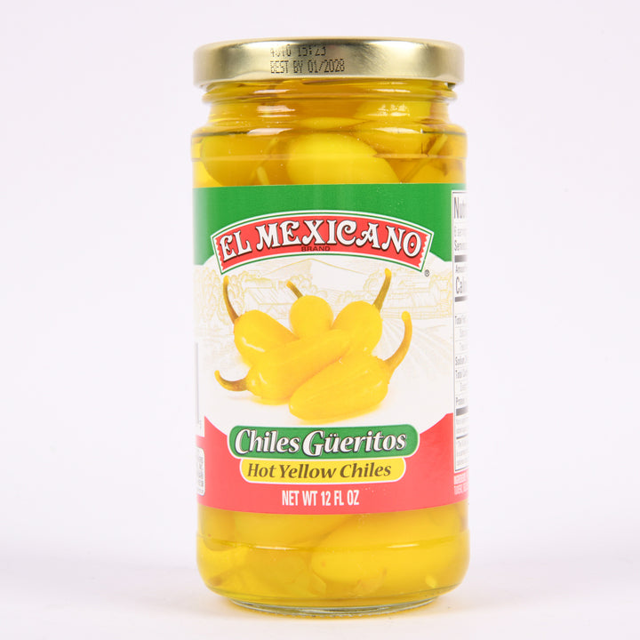 El Mexicano chile güeritos 12oz jar pickled hot yellow peppers Mexican food ingredient