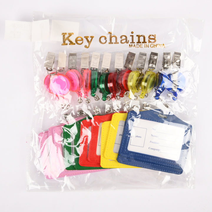 Retractable key chain with ID holder 12 pack badge reels with clips and ID wallets
