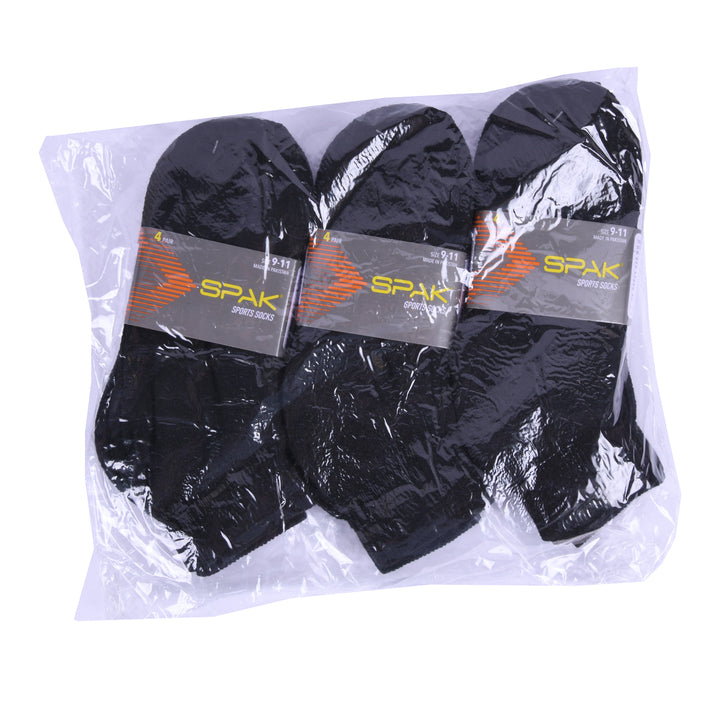SPAK SOCKS QUARTER  ALL BLK 9-11 4PAIR(3 Count)