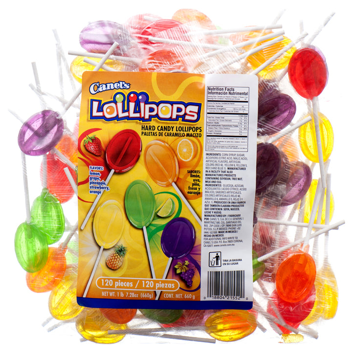 Canels assorted hard candy lollipops 120 count bag fruit flavored Mexican lollipops