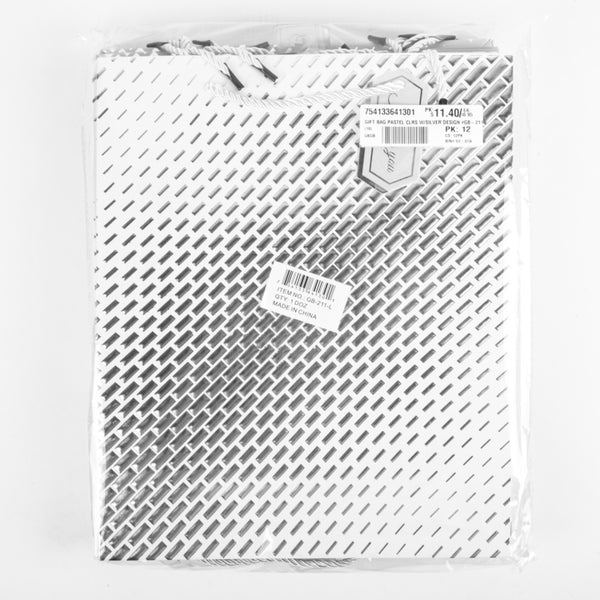 GIFT BAG PASTEL CLRS W/SILVER DESIGN #GB-211-L(12 Count)