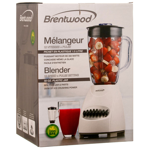 BLENDER 12SPEED PLASTIC JAR WHITE #JB-220W(1 Count)