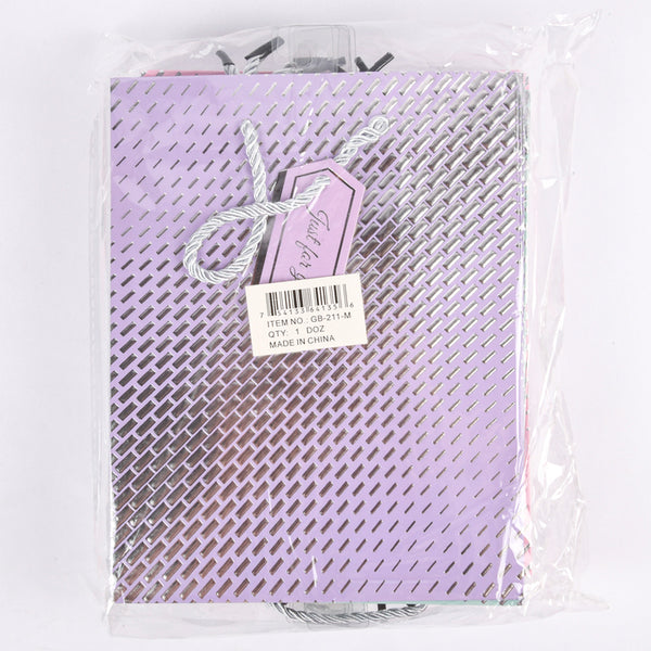 GIFT BAG PASTEL CLRS  W/SILVER DESIGN  #GB-211-M(12 Count)