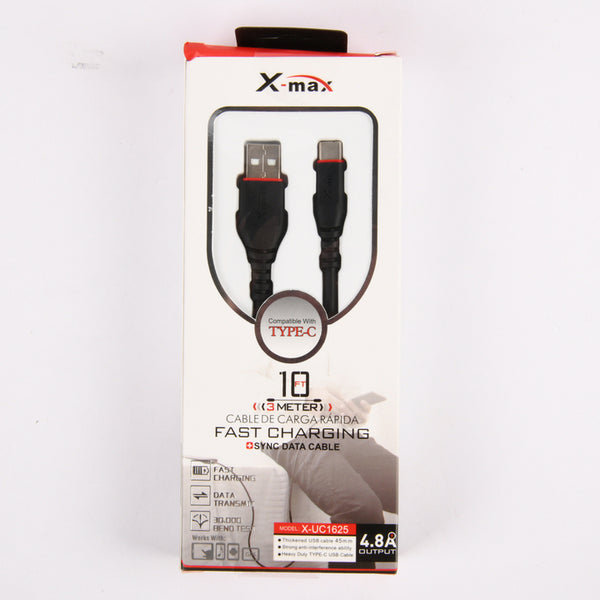 USB CABLE TYPE C 10FT BLACK(1 Count)