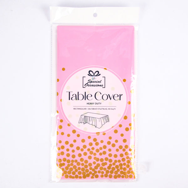 RECTANGLE TABLE COVER PINCK /GOLD W/DOT #PCT-5017(1 Count)