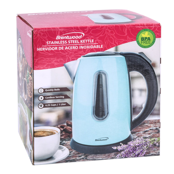ELECTRIC 1QT KETTLE STAINLESS-STEEL BL/BK(1 Count)
