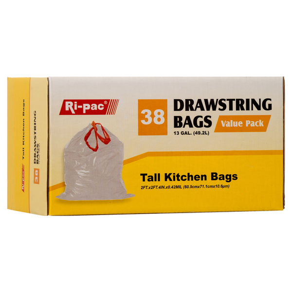 TRASH BAGS 13GL/38CT WHITE "RI-PAC" #56613(1 Count)