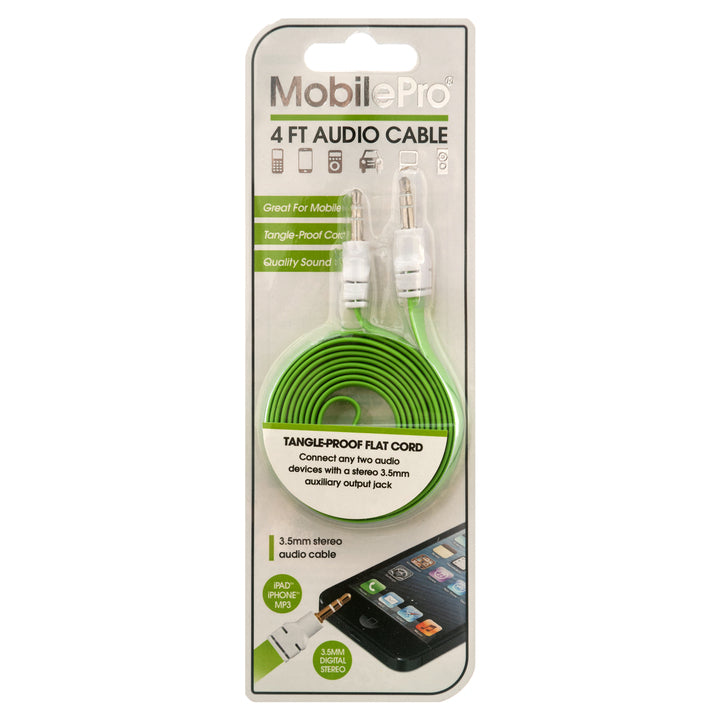 AUDIO CABLE FLAT 4FT ASST CLRS