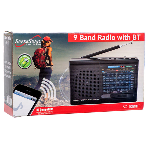 RADIO 9-BAND W/BLUETOOTH 4-ASST #SC-1080BT(1 Count)
