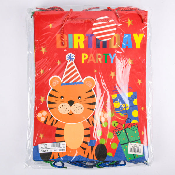 GIFT BAG HAPPY BIRTHDAY ANIMALS 3D ASSRT. XL(12 Count)