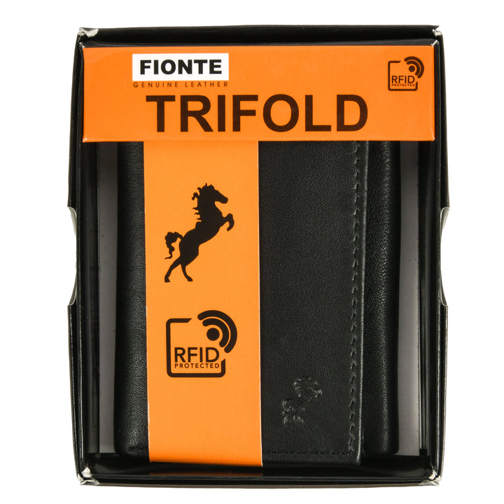 FIONTE MEN WALLET BLACK TRI FOLD RIFD(1 Count)