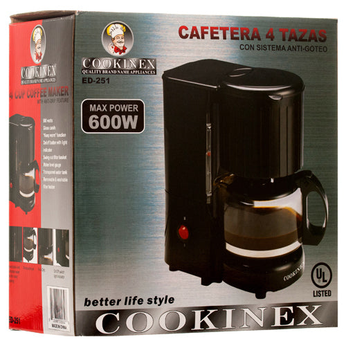 COFFEE MAKER 4-CUP ANTI-DRIP 2-ASST #ED-251(1 Count)
