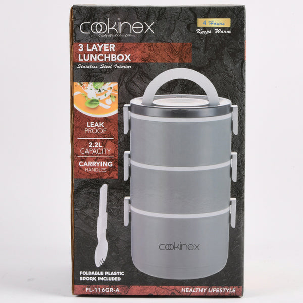 LUNCH BOX 3 LAYER ASST CLR(1 Count)