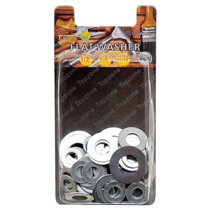 TopZone flat washer assortment 60g pack steel washers 1/2 5/8 11/16 sizes for hardware and DIY