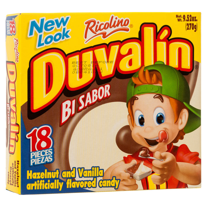 Duvalin Bi Sabor hazelnut and vanilla 18 count Mexican candy spread cups Ricolino
