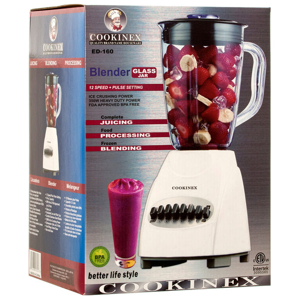 BLENDER 12-SPEED W/GLASS JAR WHITE #ED-160W(1 Count)