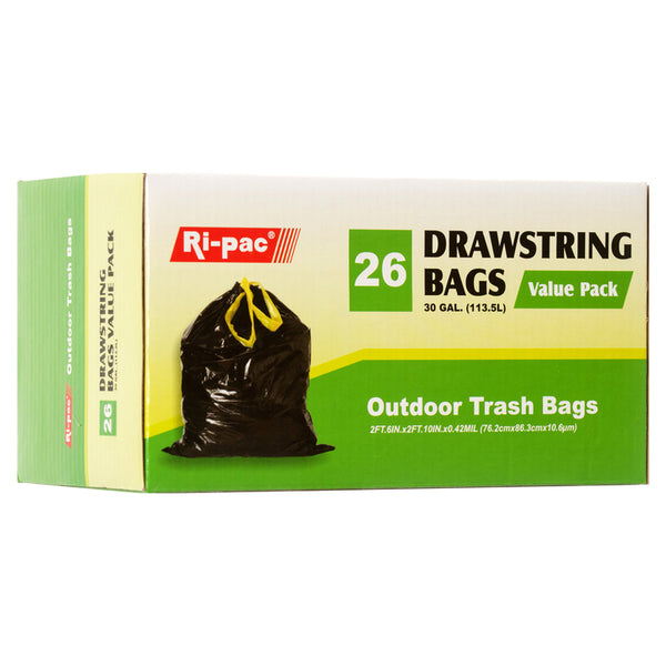 TRASH BAGS 30GL/26CT  BLACK  "RI-PAC" #56630(1 Count)