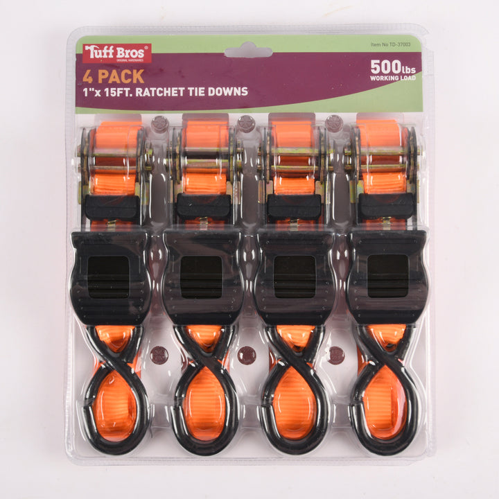 RATCHET TIE DOWNS 4PK-1"X15FT(1 Count)