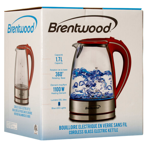 ELECTRIC GLASS KETTLE 1.7LT RD #KT-1900R(1 Count)