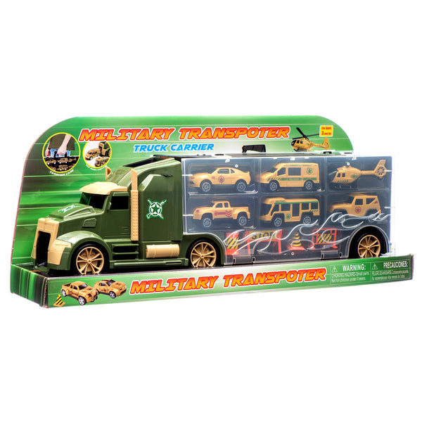 TOY MILITARY TRUCK TRAILER CARRIER W/ACCSS(1 Count)