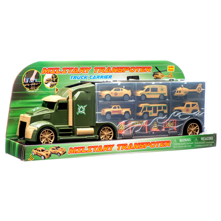 TOY MILITARY TRUCK TRAILER CARRIER W/ACCSS(1 Count)