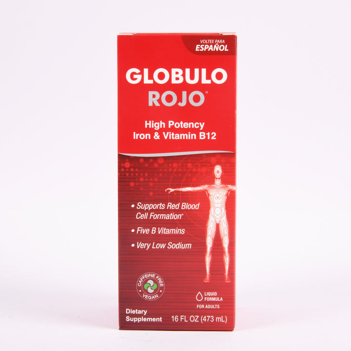 De La Cruz Gl√≥bulo Rojo liquid iron and vitamin B12 supplement 16oz bottle