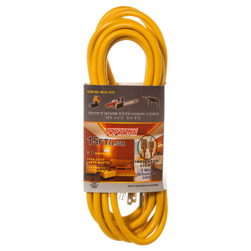 EXTENSION CORD 15FT YELLOW INDOOR/OUT #06-TL1415(1 Count)