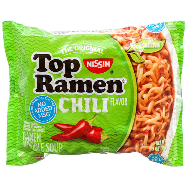 Nissin Top Ramen Instant Noodles, Chili, 3 oz (24 Pack)