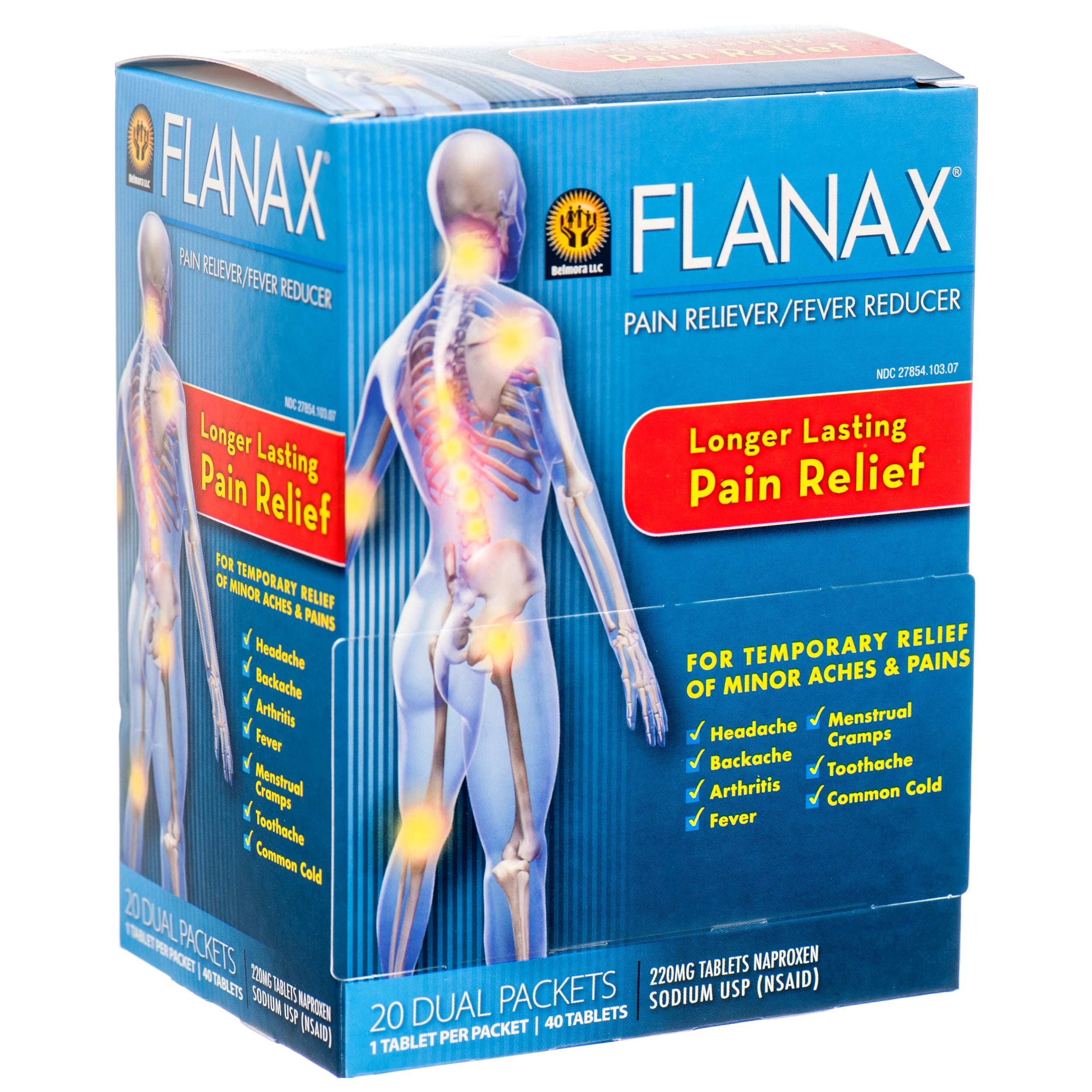 Flanax pain reliever fever reducer naproxen sodium 220 mg dual pack box