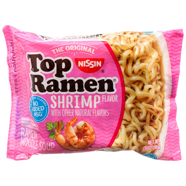 Nissin Top Ramen Instant Noodles, Shrimp, 3 oz (24 Pack)