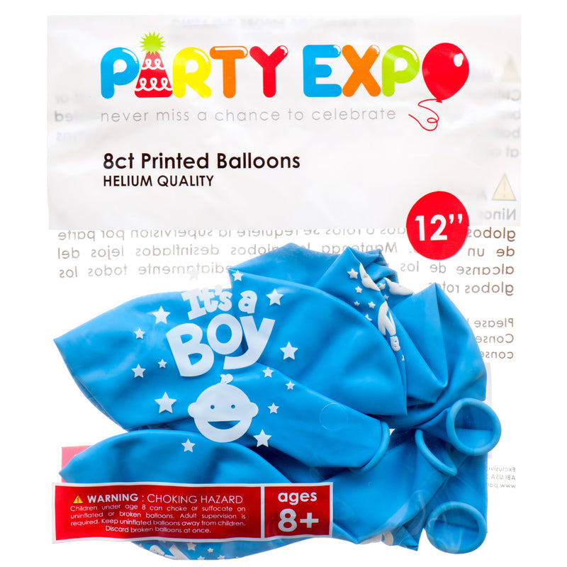 Inflatable Party Balloons, It's A Boy, 12", 8 Count (12 Pack)
