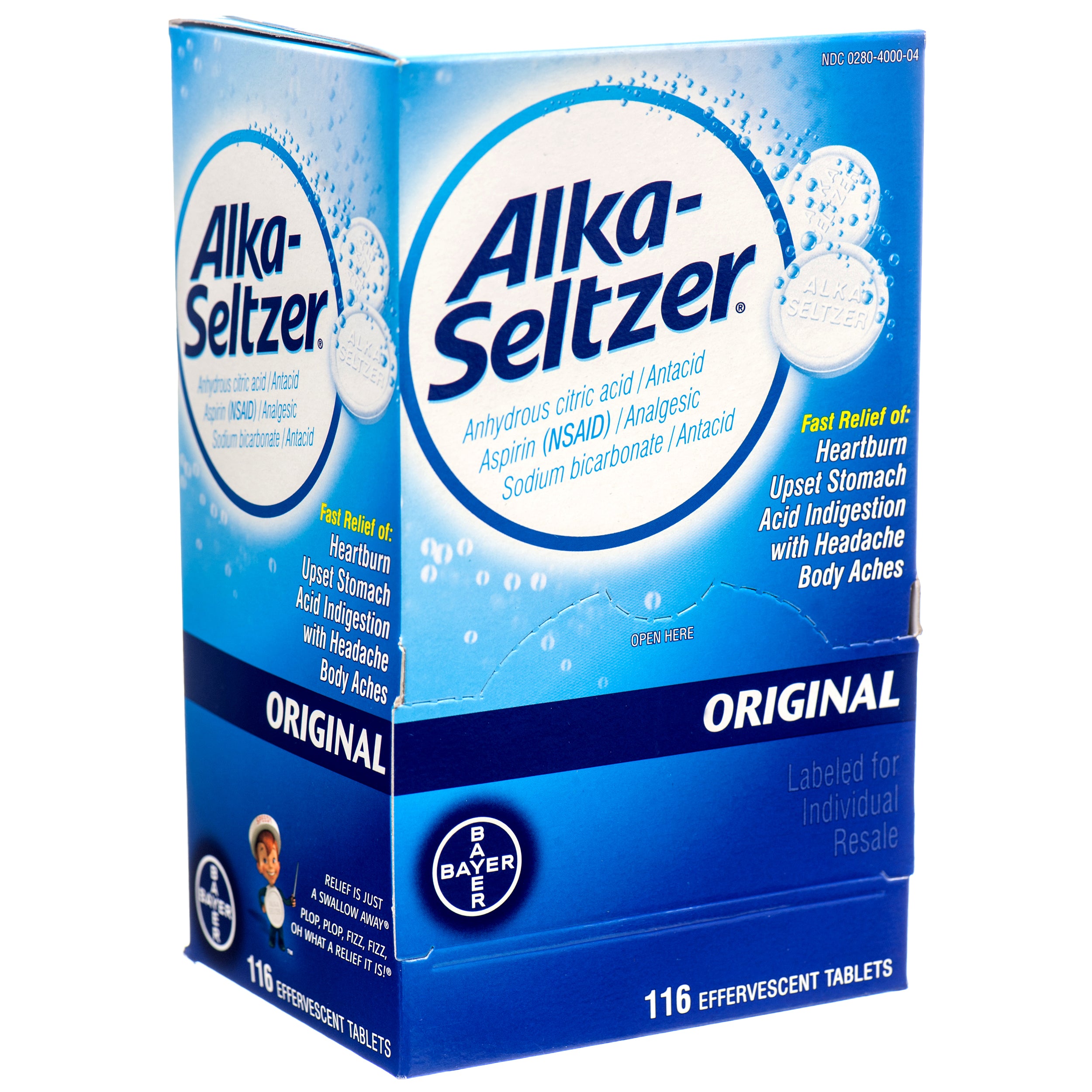 Alka‑Seltzer Original effervescent tablets 116 count box for heartburn upset stomach and indigestion relief