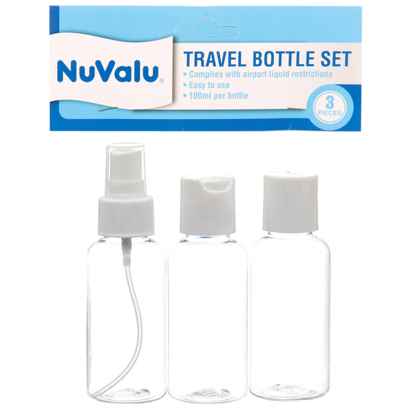NuValu Plastic Travel Bottle 3-Piece Set (24 Pack)