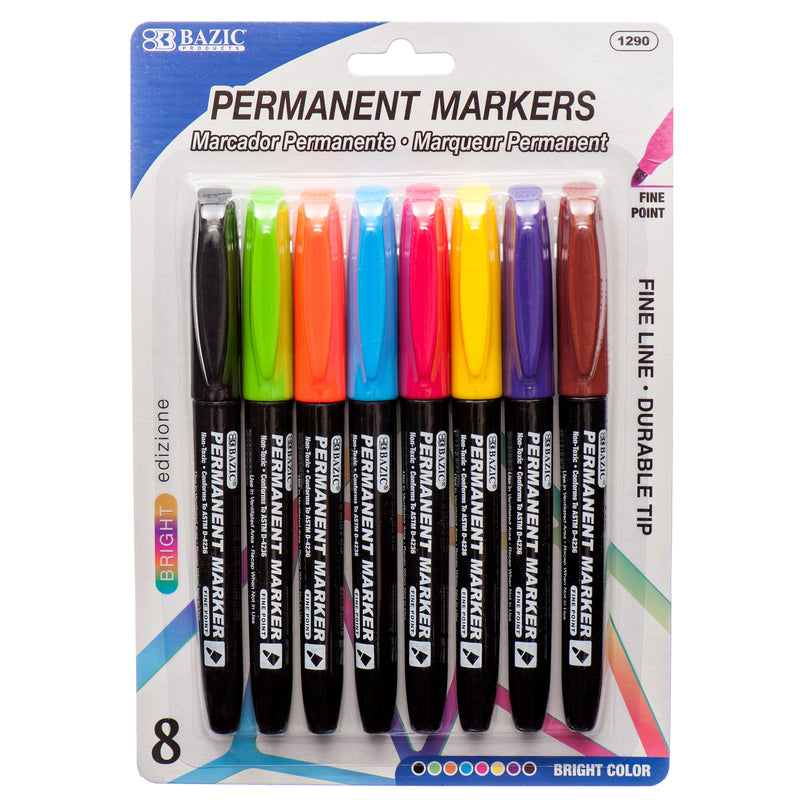 Bright Colorful Permanent Markers, 8 Count (24 Pack)