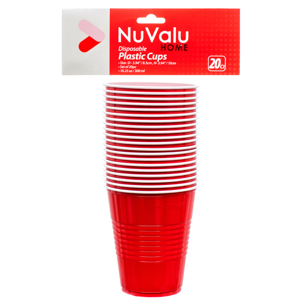 Nuvalu Plastic Disposable Cups 20Pcs 300Ml (24 Pack)