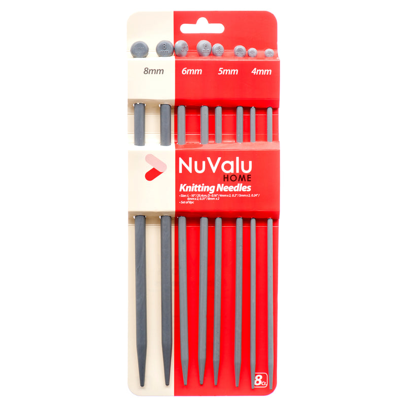 Knitting Needles 10" 4/5/6/8Mm 4Pcs Set (24 Pack)