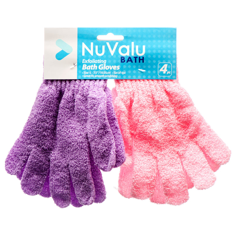 Navalu Bath Gloves 4Pcs 7.5" W/Asst Clrs (24 Pack)