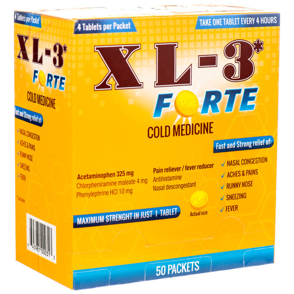 Xl-3 Cold Medicine 4 Tablets Per Packet (50 Pack)